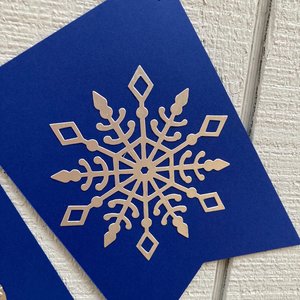 Happy Holidays navy and silver banner, snowflake holiday banner, winter party decor, Christmas mantel decoration, embossed card stock banner