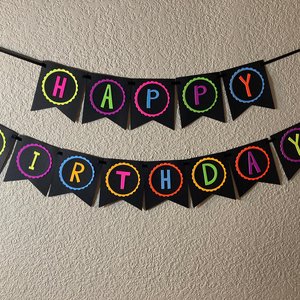 Neon Birthday Banner, Glow Party Banner, 80s Birthday Party, Black Light Party, Sweet 16 Glow Party, 80s Party, Retro Birthday, Skate Party