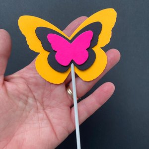 Neon Butterfly Cupcake Toppers, Glow Party Decoration, Glow in the Dark Butterflies, Black Light Cupcake Decor, UV Reflective Toppers