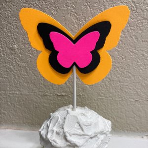 Neon Butterfly Cupcake Toppers, Glow Party Decoration, Glow in the Dark Butterflies, Black Light Cupcake Decor, UV Reflective Toppers