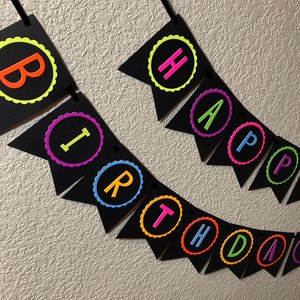 Neon Birthday Banner, Glow Party Banner, 80s Birthday Party, Black Light Party, Sweet 16 Glow Party, 80s Party, Retro Birthday, Skate Party