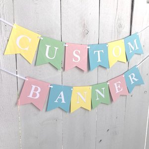 Pastel Baby Shower Banner, Custom Name or Phrase Sign, Gender Neutral Nursery Decor Personalized Party Garland, Baptism, Baby Sprinkle Event
