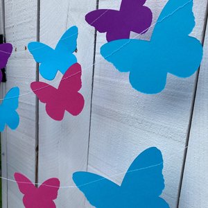 Butterfly Garland, Butterfly Party, Spring Tea Party Decoration, Easter Banner, Girl Birthday Bunting, Monarch Streamers, Pink and Purple