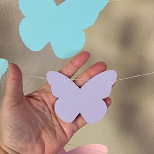 Butterfly Garland, Butterfly Party, Spring Tea Party Decoration, Easter Banner, Girl Birthday Bunting, Monarch Streamers, Pink and Purple