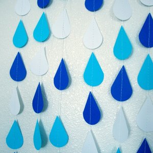 Blue and Turquoise Raindrops, Raindrop Garland, Baby Sprinkle Decoration, Sprinkle Shower Decor, Baby Shower Backdrop, Baby Boy Shower