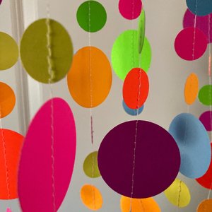 Glow in the Dark Streamers, Neon Party Garland, 80s Theme Birthday, Fluorescent Decoration, Black Light Party Supplies, Colorful Circles