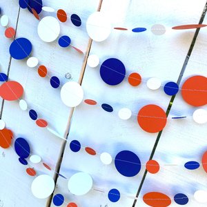 Royal Blue, White, and Orange Paper Garland, University of Illinois Graduation Party Decoration, Wheaton College Decor, Graduation Decor