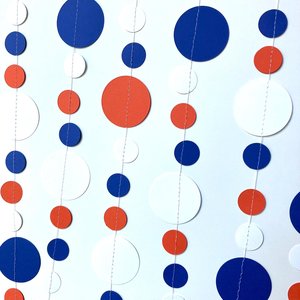 Royal Blue, White, and Orange Paper Garland, University of Illinois Graduation Party Decoration, Wheaton College Decor, Graduation Decor