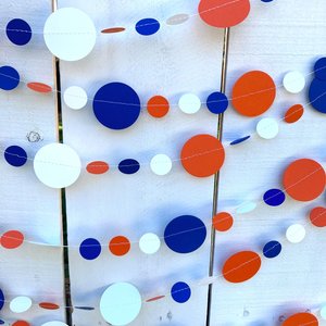 Royal Blue, White, and Orange Paper Garland, University of Illinois Graduation Party Decoration, Wheaton College Decor, Graduation Decor