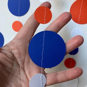 Royal Blue, White, and Orange Paper Garland, University of Illinois Graduation Party Decoration, Wheaton College Decor, Graduation Decor