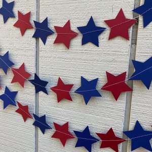 Navy and burgundy graduation party garland, Star garland, Eastern Connecticut State, South Carolina State, College University dorm decor