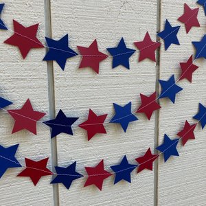 Navy and burgundy graduation party garland, Star garland, Eastern Connecticut State, South Carolina State, College University dorm decor