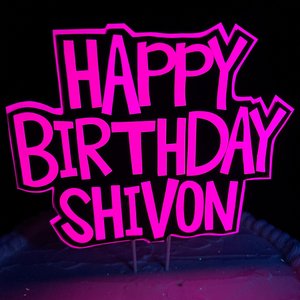Neon Pink Birthday Cake Topper, Glow Party Cake Topper, Personalized Cake Topper, UV Reflective Cake Decoration, Fluorescent Neon Cake Decor
