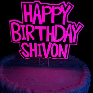 Neon Pink Birthday Cake Topper, Glow Party Cake Topper, Personalized Cake Topper, UV Reflective Cake Decoration, Fluorescent Neon Cake Decor