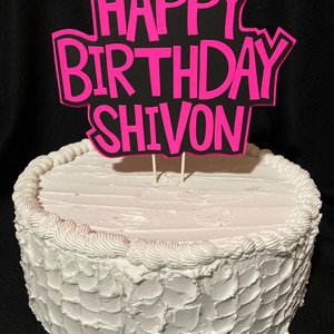 Neon Pink Birthday Cake Topper, Glow Party Cake Topper, Personalized Cake Topper, UV Reflective Cake Decoration, Fluorescent Neon Cake Decor