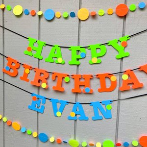 Glow Party Boy Birthday Banner, Neon fluorescent birthday banner, UV Reflective Birthday Banner, Blacklight Party Sign, 80s Party decor