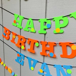 Glow Party Boy Birthday Banner, Neon fluorescent birthday banner, UV Reflective Birthday Banner, Blacklight Party Sign, 80s Party decor