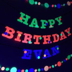 Glow Party Boy Birthday Banner, Neon fluorescent birthday banner, UV Reflective Birthday Banner, Blacklight Party Sign, 80s Party decor