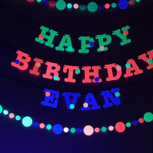 Glow Party Boy Birthday Banner, Neon fluorescent birthday banner, UV Reflective Birthday Banner, Blacklight Party Sign, 80s Party decor