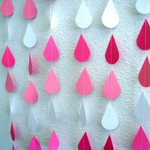 Pink and White Raindrop Bunting, Pink Sprinkle Garland, Girl Baby Shower Decoration, Baby Shower Garland, Pink Raindrops, Sprinkle Shower