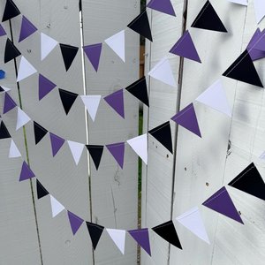 Purple White Black Graduation Garland, College Dorm and Bed Party Decor