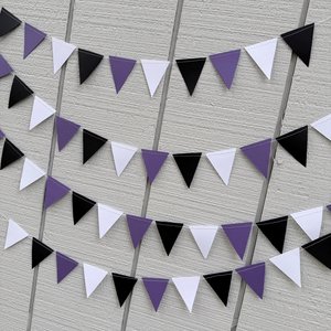 Purple White Black Graduation Garland, College Dorm and Bed Party Decor