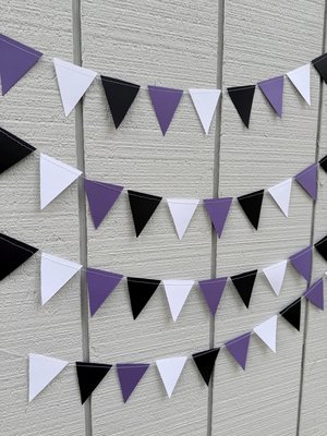 Purple White Black Graduation Garland, College Dorm and Bed Party Decor
