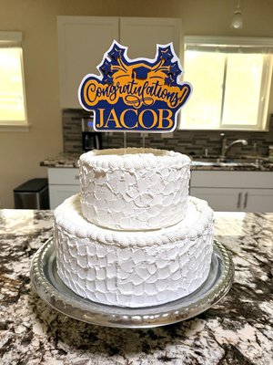 Navy and gold graduation cake topper, personalized Congratulations cake sign with name, University of California decor, U of Michigan