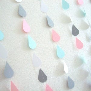 Raindrop Garland, Baby Shower Decor, Neutral Baby Shower, Pink and Blue Baby, Gender Reveal, Baby Sprinkle, Shower Backdrop, Virtual Shower