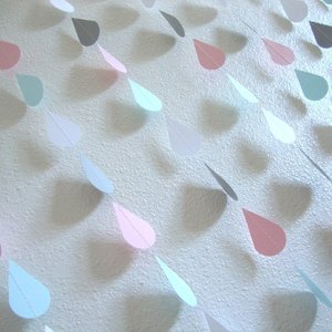 Raindrop Garland, Baby Shower Decor, Neutral Baby Shower, Pink and Blue Baby, Gender Reveal, Baby Sprinkle, Shower Backdrop, Virtual Shower