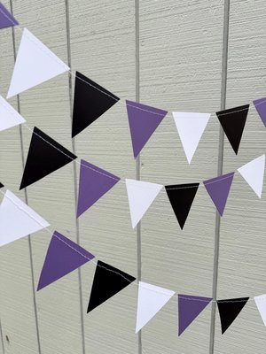 Purple White Black Graduation Garland, College Dorm and Bed Party Decor
