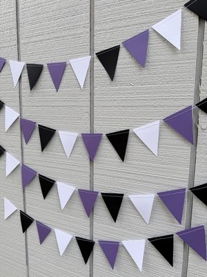 Purple White Black Graduation Garland, College Dorm and Bed Party Decor