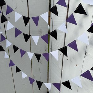 Purple White Black Graduation Garland, College Dorm and Bed Party Decor