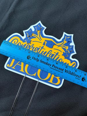 Navy and gold graduation cake topper, personalized Congratulations cake sign with name, University of California decor, U of Michigan