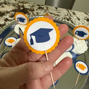 Navy and gold graduate cupcake topper, Graduation cap cupcake pick, Berkeley graduation decoration, University of Michigan graduate decor