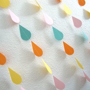 Neutral Baby Sprinkle Garland, Pastel Raindrop Garland, Neutral Baby Shower Decor, Spring Bridal Shower Raindrop Garland, Spring color drops