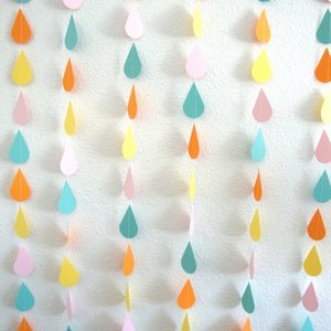 Neutral Baby Sprinkle Garland, Pastel Raindrop Garland, Neutral Baby Shower Decor, Spring Bridal Shower Raindrop Garland, Spring color drops