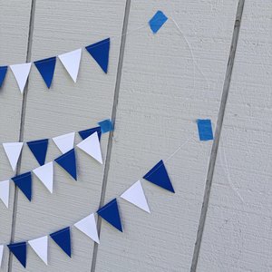 Royal Blue and White Pennant Flags, Graduation Garland, Back to School Dorm Decor, University of Kentucky, Buffalo, Dubuque, Saint Louis
