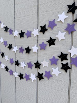 Star Party Garland, Purple Black White Graduation Decor, Back to School Party, Grand Canyon, Kansas, Northwestern, Dorm Decoration