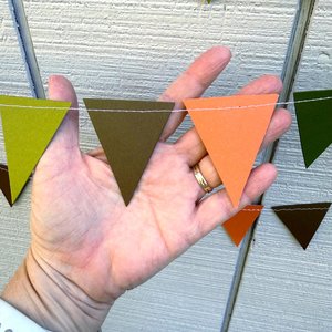 Fall wedding decorations,  Earth tone rustic wedding garlands, Paper Triangle Bunting, Hanging Garland, Reception Tent Decor