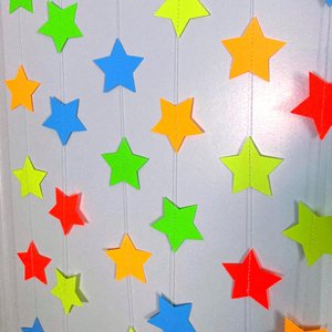 Neon Star Garland, Black Light Party Decor, Fluorescent Star Backdrop for Glow Party