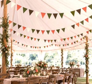 Fall wedding decorations,  Earth tone rustic wedding garlands, Paper Triangle Bunting, Hanging Garland, Reception Tent Decor