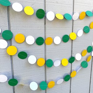 Tractor Birthday Garland, Green Yellow White Paper Circles, Farm Party Backdrop