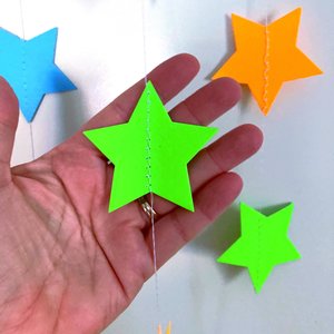 Neon Star Garland, Black Light Party Decor, Fluorescent Star Backdrop for Glow Party