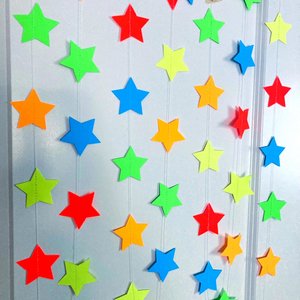 Neon Star Garland, Black Light Party Decor, Fluorescent Star Backdrop for Glow Party