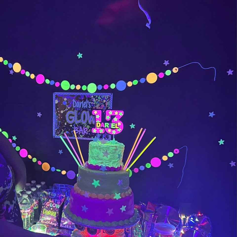 Glow Party Cake Topper, Neon Cake, Pink Topper, Birthday Cake Decor, Personalized Topper, Name Topper, Age Topper, Glow Party Decorations