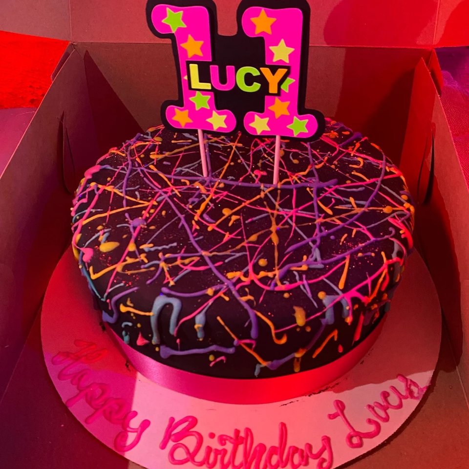 Glow Party Cake Topper, Neon Cake, Pink Topper, Birthday Cake Decor, Personalized Topper, Name Topper, Age Topper, Glow Party Decorations