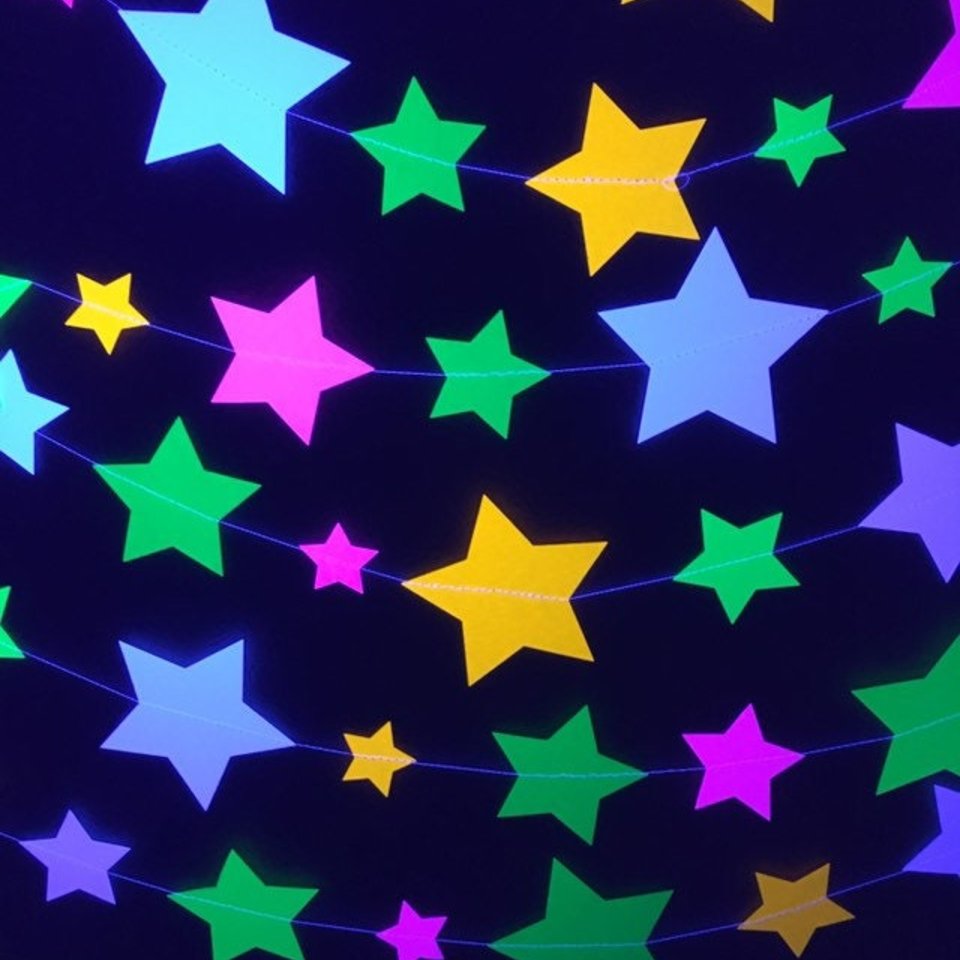 Glow Party Neon Star Garlands, Glowing Stars, Star Decoration for Glow in the Dark Party, Sweet 16 Glow Party Decor