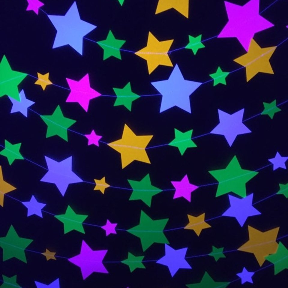 Glow Party Neon Star Garlands, Glowing Stars, Star Decoration for Glow in the Dark Party, Sweet 16 Glow Party Decor