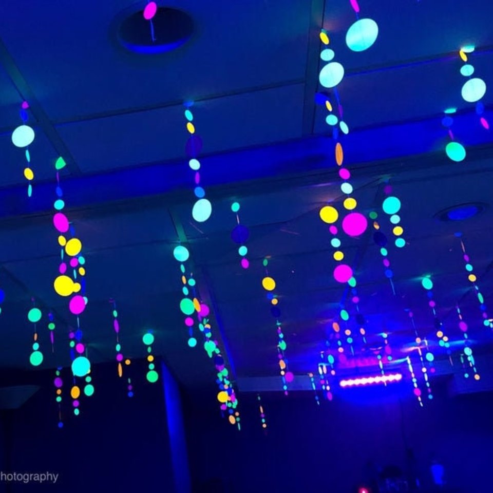 Glow Party Decorations, 15-foot Neon Garland, UV Reflective Neon Party Decor, Sweet 16 Glow Party, Teen Neon Dance Party, Black Light Party